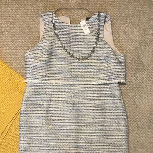 Ann Taylor Blue & Cream Tweed Shift Dress. NWT